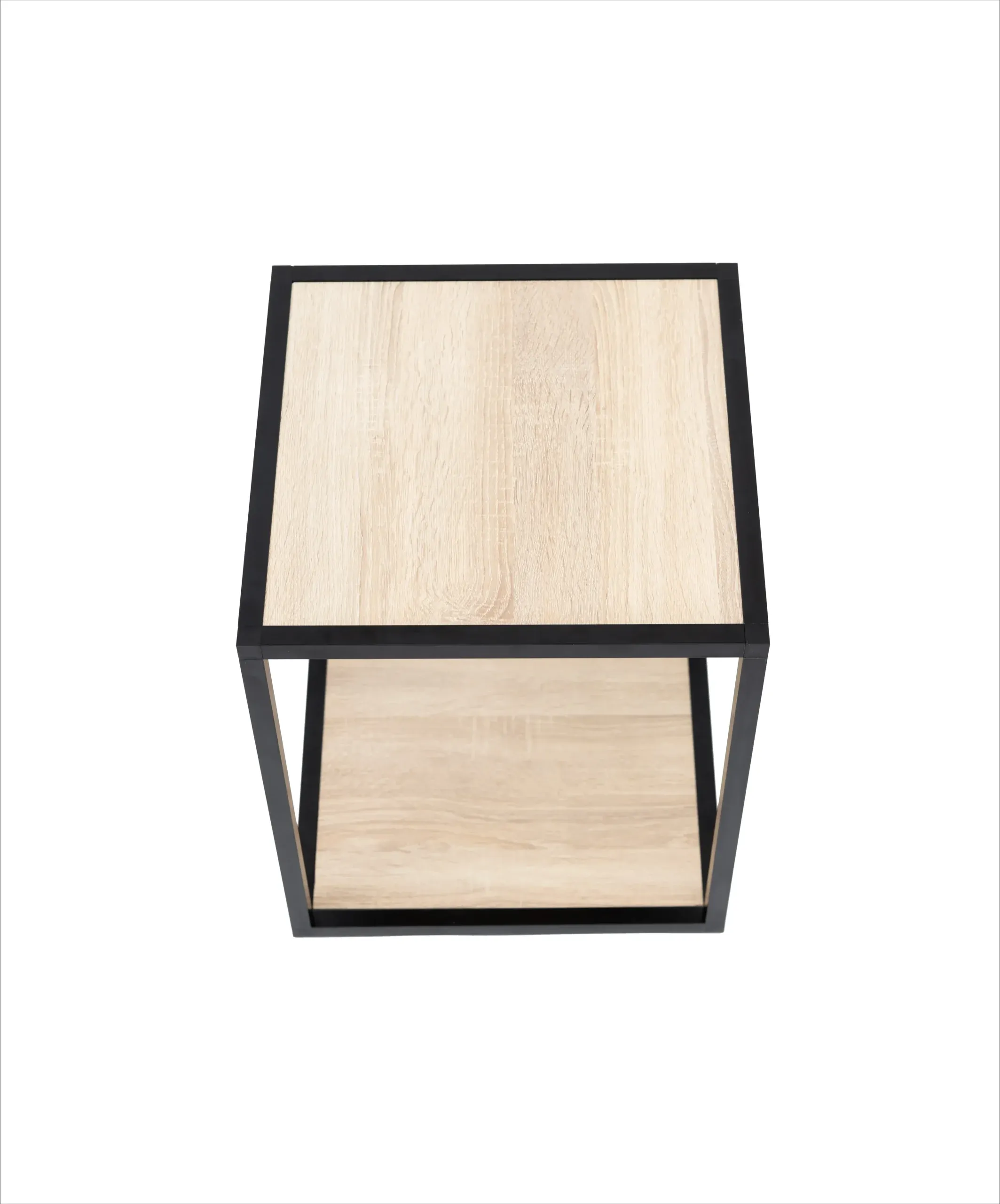 table laterale carree 2 plateaux couleur sonoma