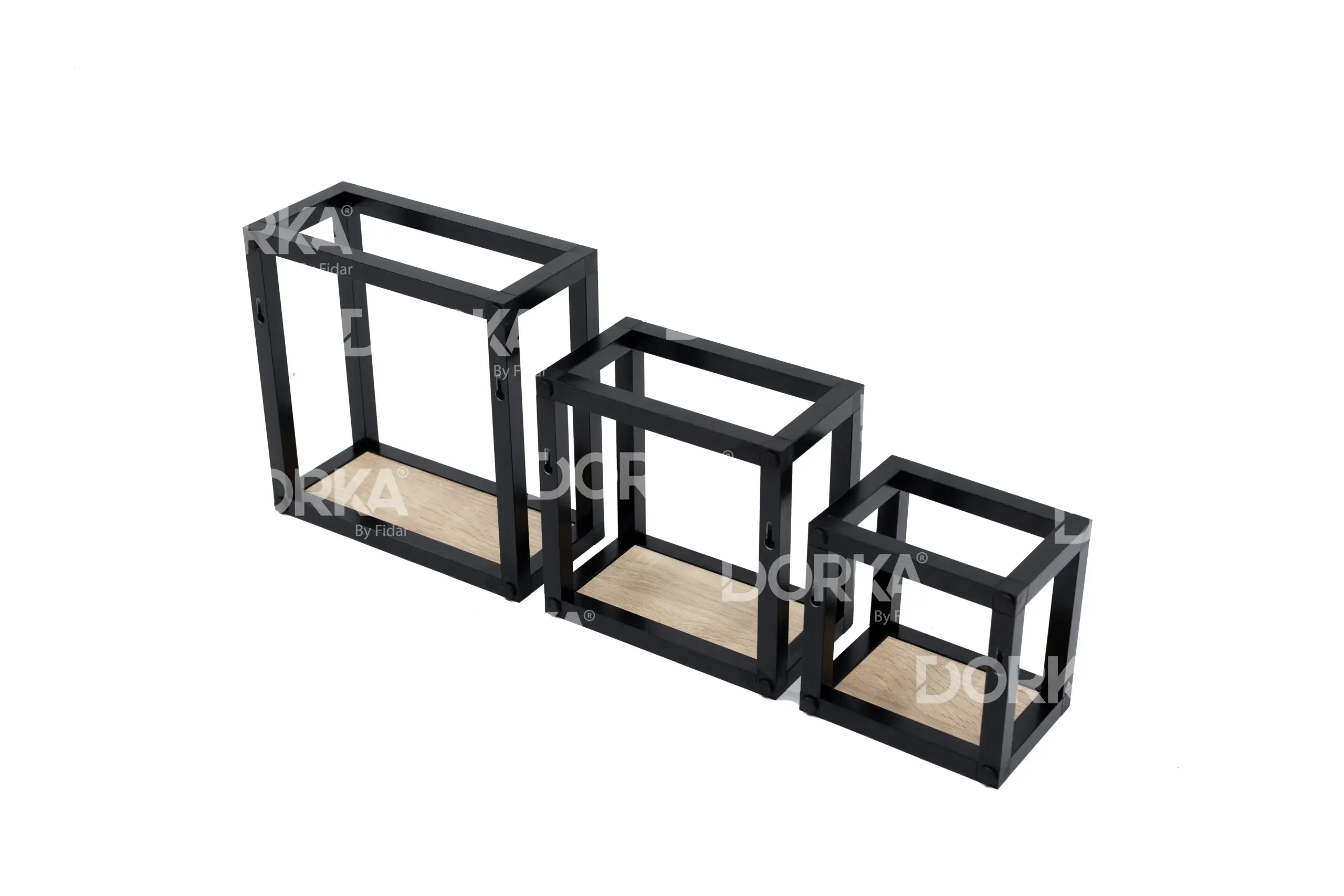 3 caissons muraux rectangulaires couleur sonoma