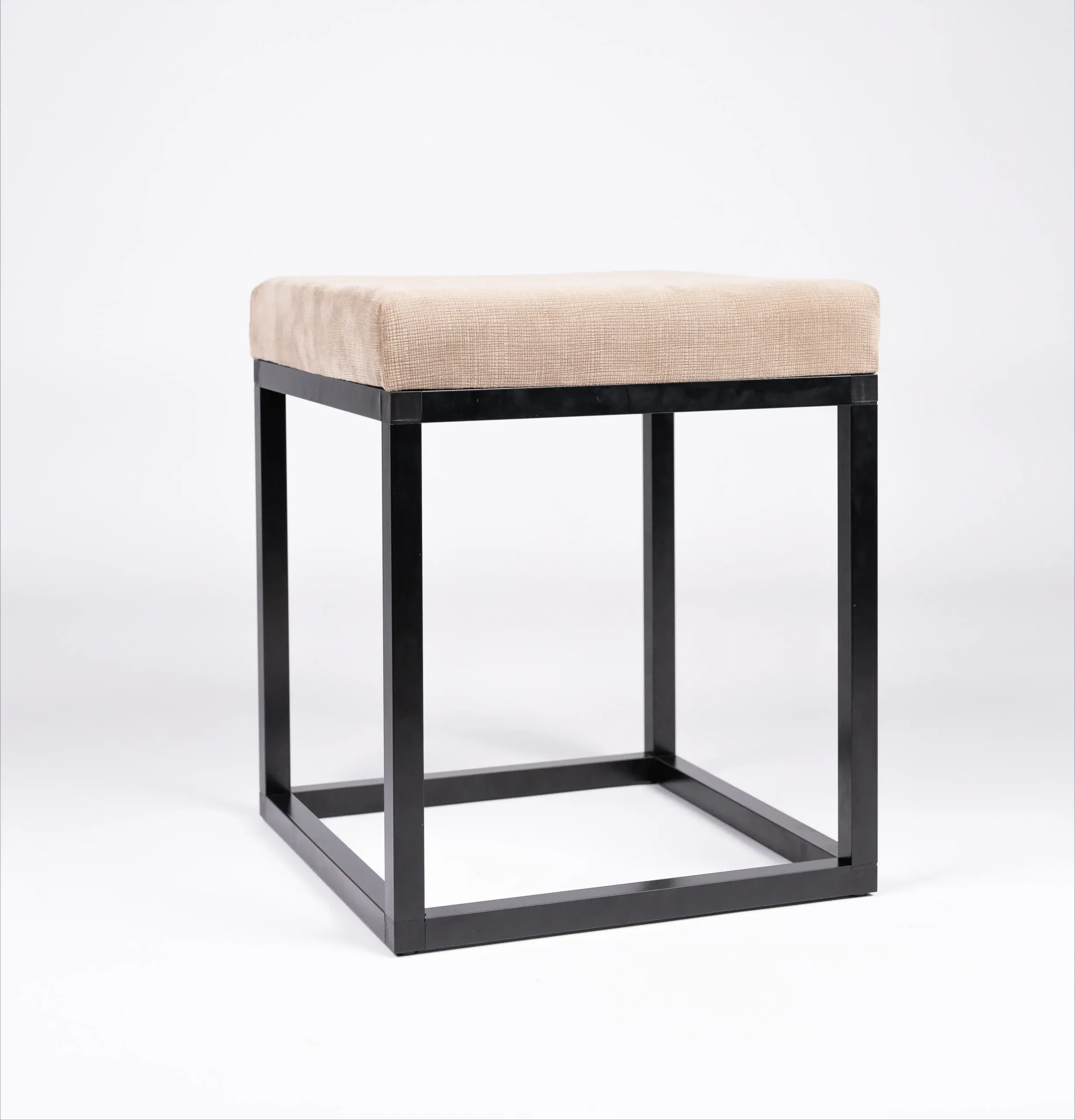 Pouf carre tissu dameublement Beige