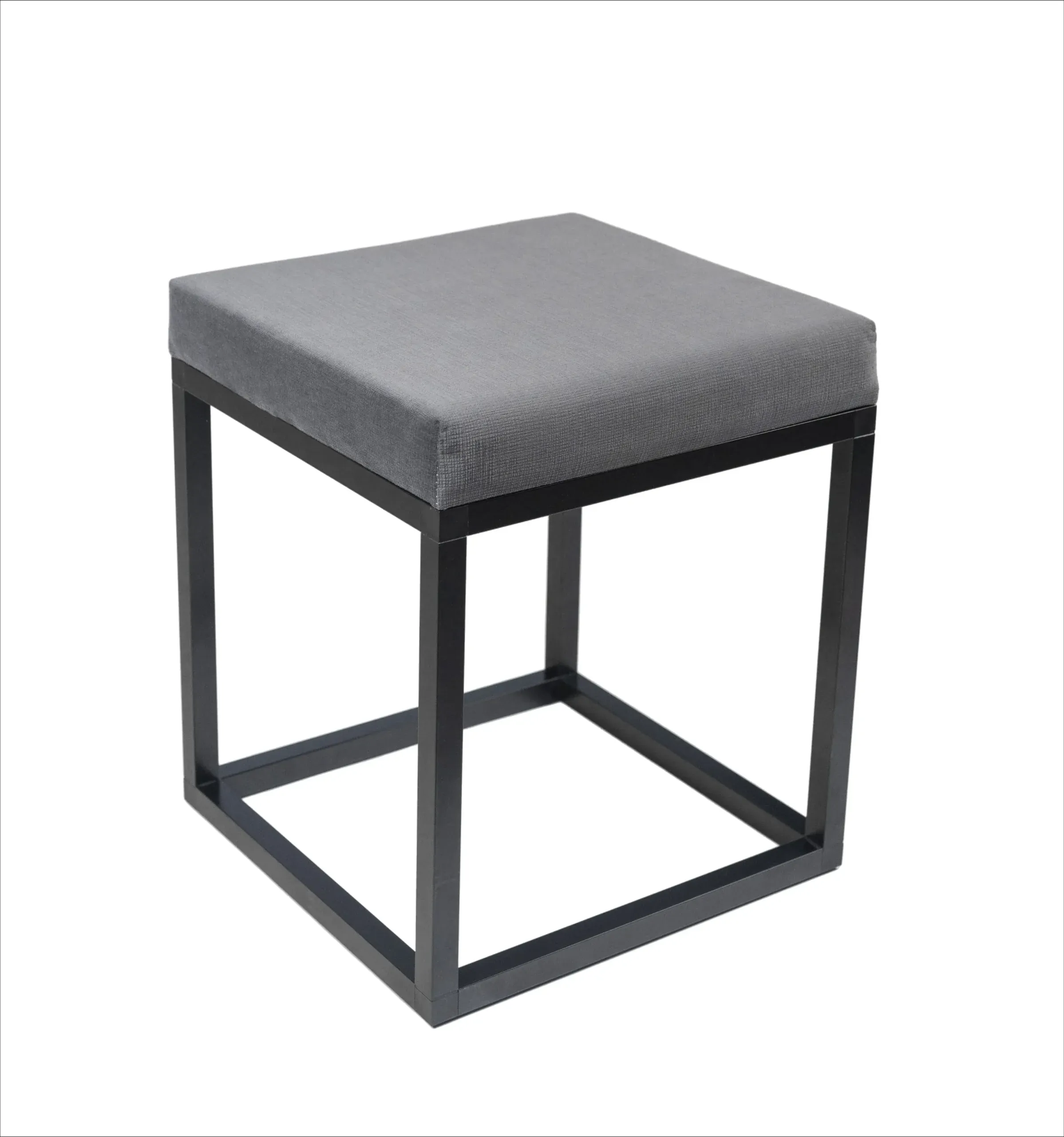 pouf carre tissu dameublement gris